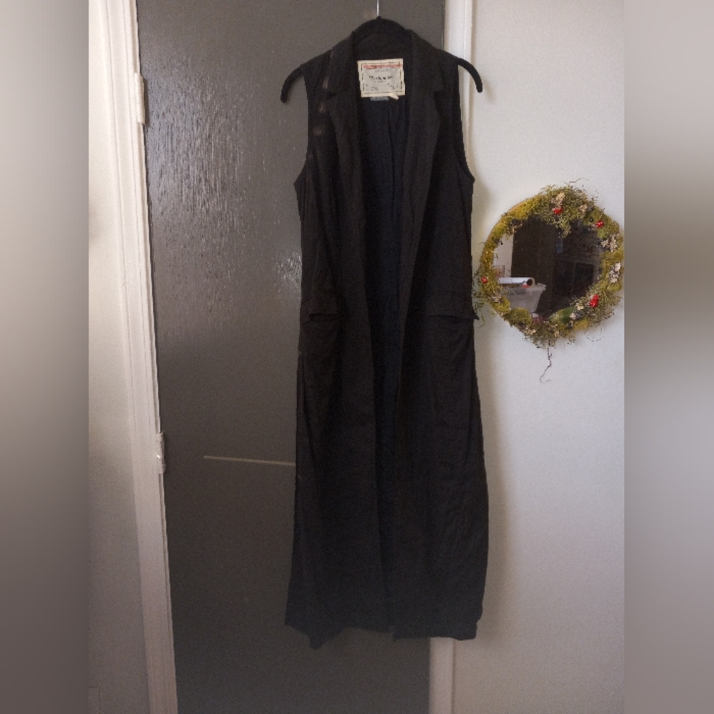 Anthropologie Cartonnier black duster blazer dress layering piece